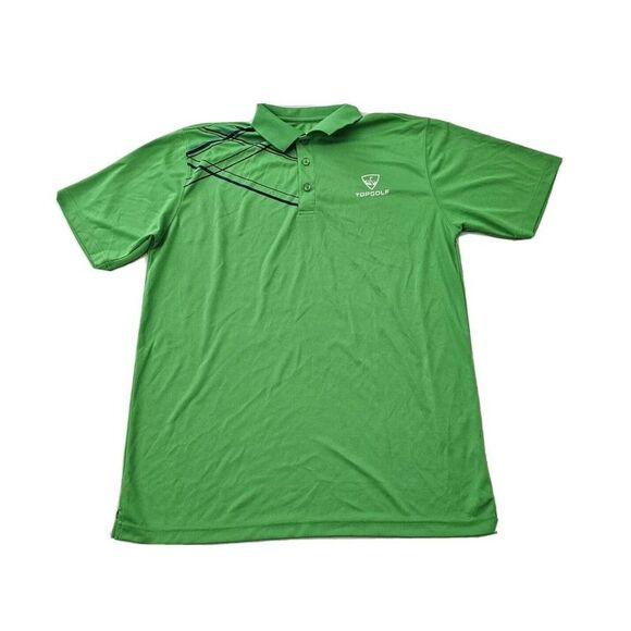 Top Golf Polo T Shirt 100% Polyester Size Large Green Lines Collared - Picture 1 of 13